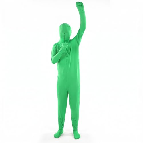 Green Screen Bodysuit, Chromakey Ganzkörper-Split-Design für Fotografie, Film & Video, Unsichtbarkeitseffekt, Unisex-Stretch-Kostüm für Erwachsene, Passend für 160 bis 180 cm
