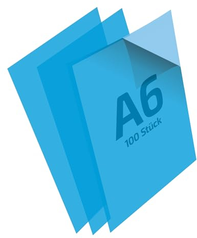 REIF Hamburg 16086 DIN A6 Sichthüllen blau, 100 Stück aus PE Stärke 0,160 mm, dokumentenecht, Dokumentenhülle für bis zu 10 Blatt, eine Schmalseite und eine Breitseite offen, Made in Germany