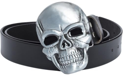 Danlai Herren Gürtel Totenkopf Schnalle Leder Bund Lässig Legierung Geisterkopf Schnalle Dekorativer Gürtel Halloween