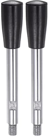 sourcing map 2Stk Klemmen Handgriffe M8 Gewinde 116mm (4.6) Länge Chrom Beschichtete Drehbare Kurbel Handgriff Griffe Handwheel Schraube Stiel für Drehmaschine