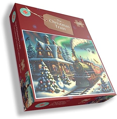 The Christmas Express Train 1000 Piece Festive Santa Jigsaw Puzzle For Adults - Family Fun Games For Xmas - Made In Britain Size 66 x 50cm