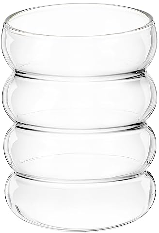 BESTonZON Verrerie Nervurée Ondulation Verres À Boire Forme D'onde Verres À Boisson Vintage Verres À Bulles Tasses À Bulles Tasse En Verre Ondulé Bar Verres À Vin Pour L'eau Soda Thé