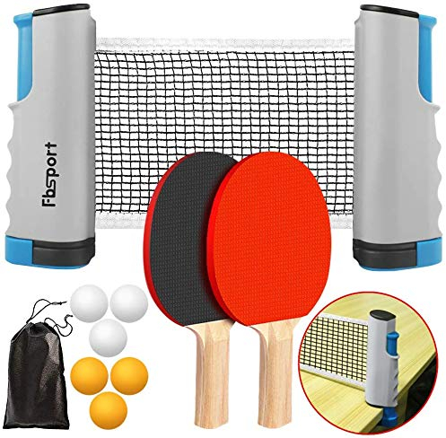 Tischtennisschläger/Schläger,Ausziehbare Tischtennisnetze,6 Ping-Pong Bälle,1*Mesh Bag,tragbar Tischtennissets Für Anfänger, Familien Und Profis