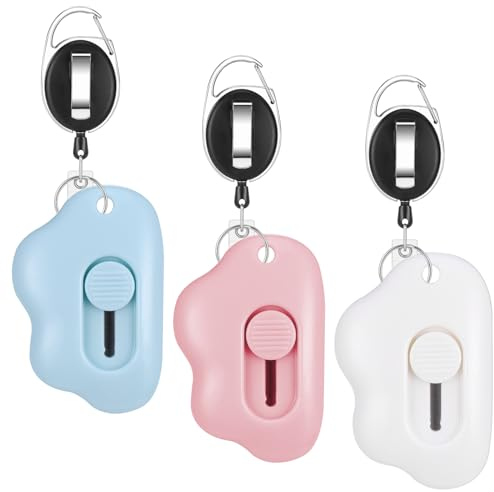 JIANTA Mini Taglierino, 3 Pezzi Coltello per Cancelleria, Coltello Retrattile Portatile con 3 Pezzi Portachiavi, Mini Cutter Multiuso per Buste Carta Scatola Imballaggio