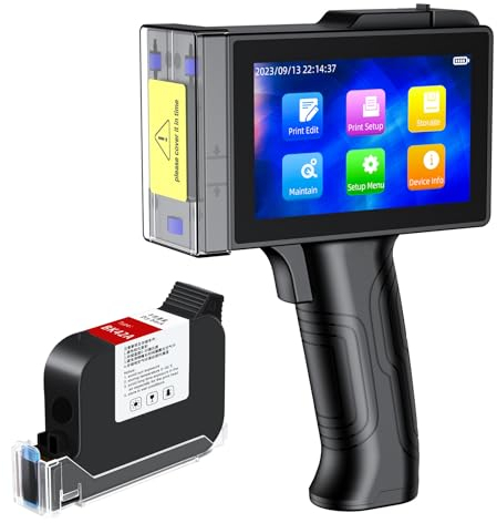 WELCZEK TIJ800 Imprimante à Jet d'encre Portable, Imprimante Portable avec écran Tactile de 5 Pouces, Imprimante à Jet d'encre Mobile pour Logo/Code QR/Code-Barres