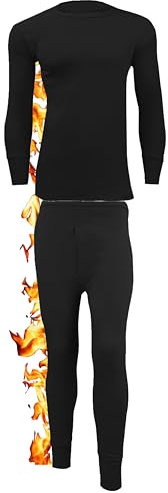 ZRWASKA® Mens Thermal Underwear Sets Long Sleeve Top, T-Shirt Vest & Long Johns Trousers, Tops & Bottoms, Warm Underlayer Winter Thermals Men Set Base Layer Black, Size XXL