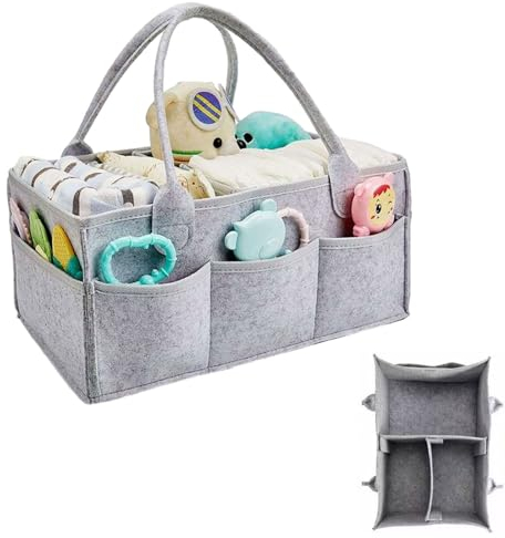 Organizador Pañales,Cesta Organizadora Bebe, Pañales Bolso Para Bebés, Correas para Pasear en Carrito Bebe, para Cambiar Toallitas Juguetes para la Ducha del Recién Nacido