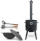 Utschak Uchag Feuerofen Ø 40 cm 2 mm Stahl mit Usbekische Kazan 12 L flacher Boden Schaumlöffel und Schöpfkelle für Plov 48 cm Казан Учаг Kasan Asia (Set 3)