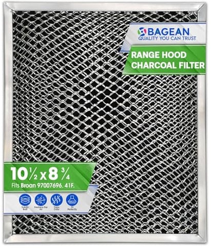 Stove Hood Vent Filter 10.5 x 8.8 41F 97007696 Fit's Nutone & Broan Range Hood Filter Replacement for Ductless Exhaust Fan - Mesh Screen Filters Grease & Carbon Freshens Kitchen Oven Air (1-Pack)
