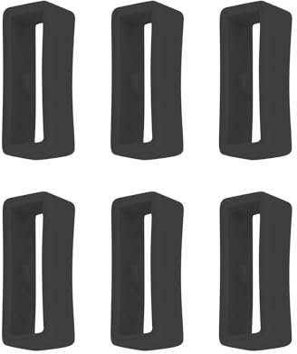 Lot de 6 Boucles de Bracelet de Montre en Silicone Compatible avec Fossil Gen 5 Carlyle HR/Garrett HR/Julianna HR, 22mm Boucle Montre Remplacement de Montre Support de Retenue, Noir