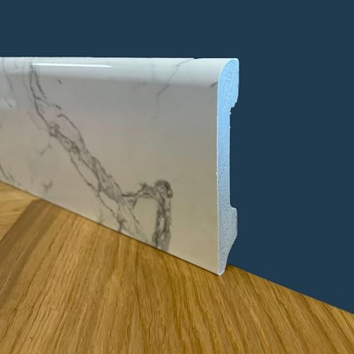 Bancale da 104ml di Battiscopa BC Lucido MARMO CARRARA 85x14x2000mm in POLIMERI