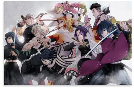MNABSO Demon Slayer Anime Role Collection Poster Dekorative Malerei Leinwand Wandkunst Wohnzimmer Poster Schlafzimmer Malerei 16x24inch(40x60cm)