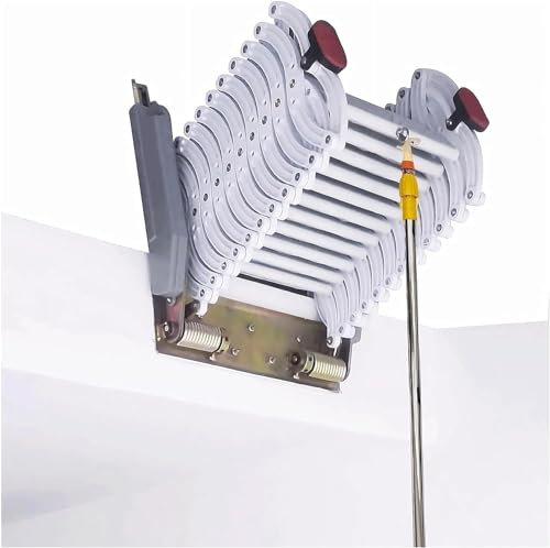 Loft Ladder 12teps Wall Mounted Attic Stairs Folding Attic Ladder Telescoping Pull Down Attic Ladder Save Space Hidden Ladder