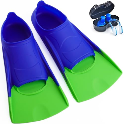 Nagiee Schwimm Flossen, Bequeme Silikon Flossen für Bahnen Schwimmen & Training, Kurze Schwimmflossen mit Netztasche, Schwimmausrüstung für Kinder, Jugendliche, Erwachsene, Frauen und Männer