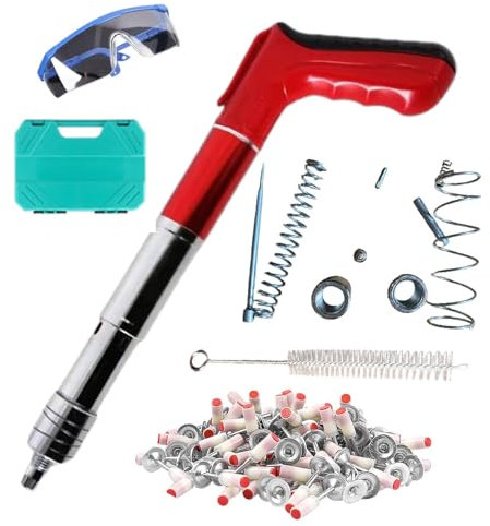 Hlagmix Air Power Pin Nailer | Cement Wall Nailer - Nail Wall Fastening Tool with 100 Nails, 5 Gears Manual Nail Machine for Red Brick Walls, Concrete Wall