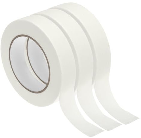 PATIKIL 20m x 1,9cm Krepppapier Klebeband Weiß, 3 Rollen Universal Maler Kreppband Selbstklebend Malerkrepp Abklebeband für Malerarbeiten Dekoration zum Streichen Lackieren Renovieren