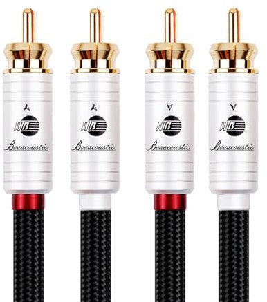 BOAACOUSTIC JIB Audiophiles Cinch Kabel high end,2 RCA zu 2 RCA Stereo Audio Kabel, 2x cinch auf 2x cinch Für HiFi-System-Verstärker an CD (3.0M, Schwarz)