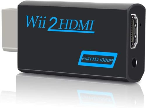 RUOVXWU Wii to HDMI Converter, Wii to HDMI Adapter,Wii to HDMI 1080P 720P Connector Output Video & 3.5mm Audio - Wii Adapter to HDMI Supports All Wii Display Modes - (Black)