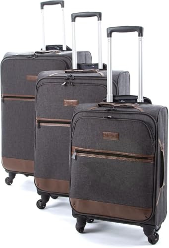 JCB Lightweight 4 Wheel Black Suitcase Luggage Travel Cabin Bag, Easy Roll Suitcase (24 Black)