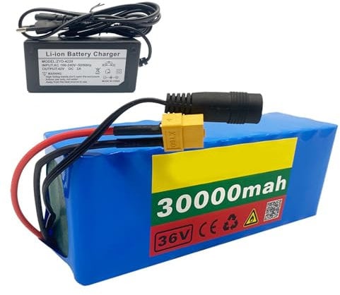GNIUBBDB 36V 30Ah Electric Bicycle Battery 10S3P Ebike Lithium Battery with Charger Lithium Battery Pack 36V Scooter Battery for 250W~1000W Motors SM Plug