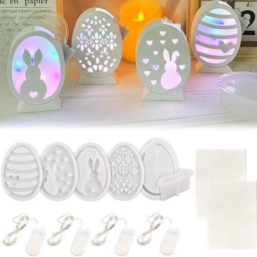 12 Stück Silikonformen Gießformen Ostern, Gießform Frühling Ostern Hase Silikon Gießform Ostern Silikonform Osterei Gipsformen Osterhase Eier für Osterdeko