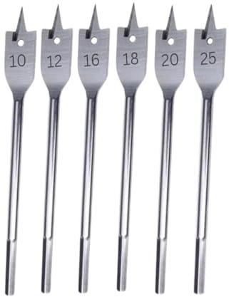 6 Piezas Juego Brocas Pala Madera, Juego Brocas Pala, Broca Plana Madera, Taladro Plano Cambio Rápido, Broca Pala, Broca Paleta Mango Acero, para Cortes Aglomerado Plástico Contrachapado Etc