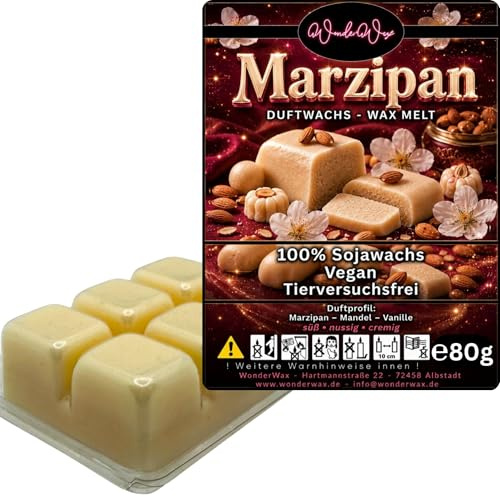 WonderWax® Duftriegel 6 x Duftwachs Würfel Weiß Marzipan | Farbe: Weiß | Raumduft für Duftlampen, Wax Melt, Sojawachs, Indoor Duftöl Wachs schmelzen für Aromalampe