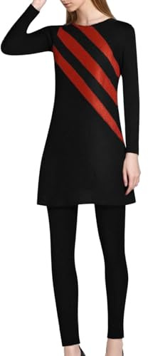 Generisch Badeanzug Set Damen Muslimische Bademode mit voller Abdeckung Islamischer Hijab Schwimmen Burkini Schwimmanzug Langärmelige Badehose Badekappe Druck