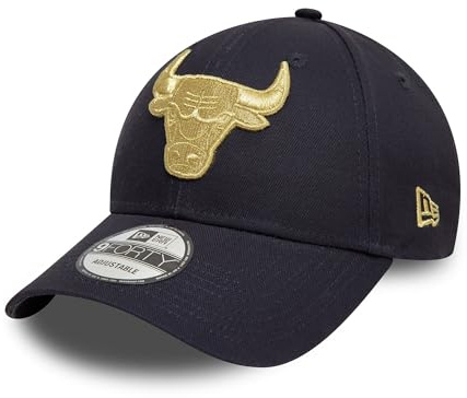 New Era NBA Cap Chicago Bulls verstellbar goldenes Logo 9Forty gebogener Schirm blau - One-Size