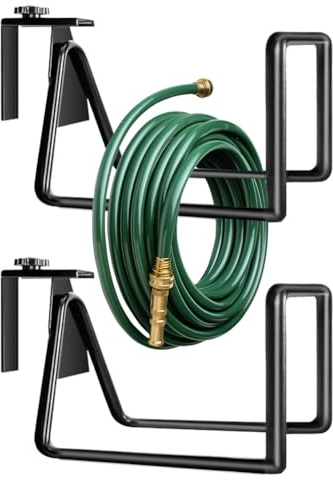 Ruioomeep, 2 pezzi di supporto per tubo da giardino in metallo, supporto per tubo d'acqua montato a parete o sospeso, tamburo regolabile per tubi dell'acqua per la conservazione e l'estensione dei