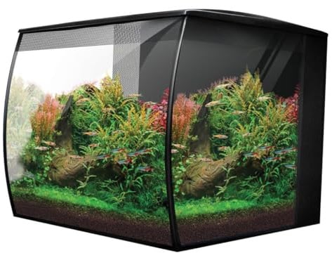 Fluval Flex 2.0 Nano-Aquarium Komplettset | 34 L | Mit LED & Filter | Geschwungene Panorama-Frontscheibe, Inklusive Fernbedienung, 3-Stufen-Filterung, Fütterungsklappe, Düsenstrahlrohr