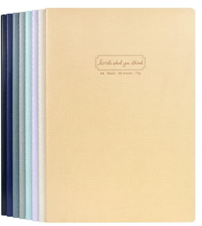 WETLOTE A4 Notizbuch 8er Set mit Fadenheftung, Leer, 48 Blatt (96 Seiten), 70g/m², Softcover Weisheit Motiv (4 Farben) - & Studienhefte für Schule Büro Lernen