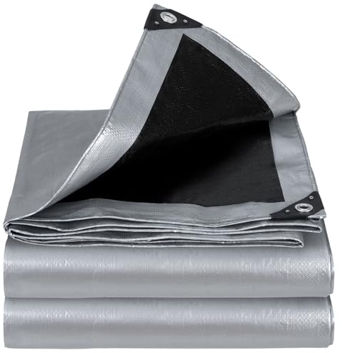 Velway 250 g/m² Bâche Imperméable et Résistante avec Œillets Renforcés | 3x3 m Bâche Extérieure Épaisse et Durable PE Tarpaulin Étanche Revêtement Imperméable pour Bois, Jardin, Voitures - Argenté