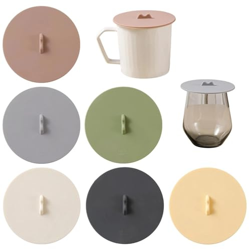AMONENZ 6 Stück Silikondeckel für Gläser, 10 cm Silikondeckel Kaffeebecher | Mehrere Farben Teedeckel für Tasse, Wiederverwendbar Silikon Deckel, für Trinkbecher, Teetassen und Kaffeetassen