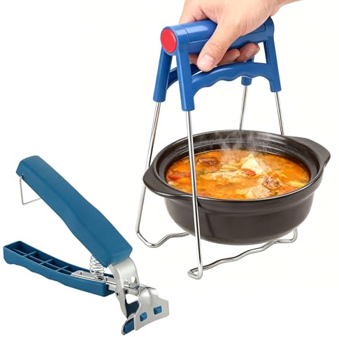 Pinza Horno de Acero Inoxidable Conjunto de 2 Piezas, Clip Multiusos Antiescaldaduras, para Mover Placas de Cocción y Cuencos, Microondas, Horno (Azul)