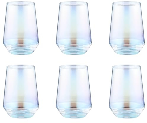 BUTLERS 4er-Set Longdrinkglas 400ml aus Glas -PEARL- große Wassergläser mit Perlmuttglanz |Gläser mit zartem Regenbogeneffekt | Minimalistischer Glamour für festliche Anlässe
