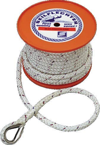 Seilflechter - Ankerleine mit Bleikern 10-16mm Ø, 30-40m Länge, rostfreie Edelstahl-Kausche fest eingespleißt, Ankerseil mit bis zu 3.900 daN Bruchlast
