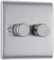 BG Electrical Intelligent Double Wall Dimmer Switch, 2 Way, Raised Profile, Round Edges, Nexus Metal, Brushed Steel, 200W, NBS82