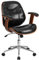 Flash Möbel mid-Back Leder Executive Holz Drehstuhl mit Armlehnen, Metall, schwarz, 63,5 x 58,42 x 43,18 cm