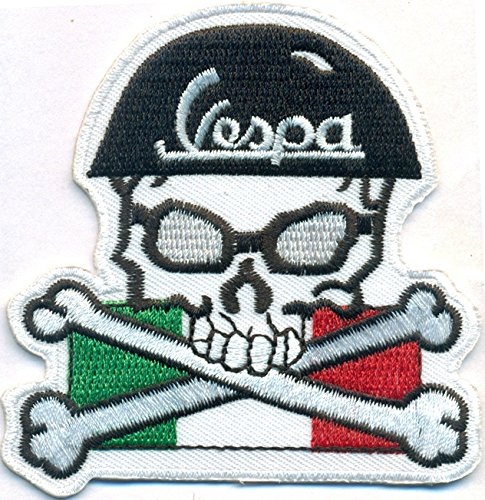 Italien Fahne Crossed Bones Deathhead Skelett Kopf Biker Motorrad Aufnäher Patch