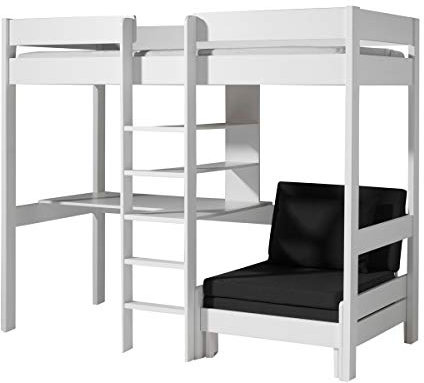 Vipack 'Autobett piolzb14 Pino Hochbett mit Sessel weiß Kiefer 208 x 105 x 174,4 cm