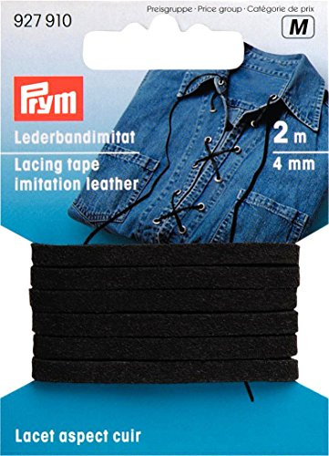 Prym 2 m x 4 mm Imitation Leather Lacing Tape, Black