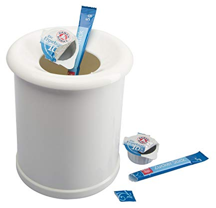 Westmark Papelera de mesa / cosméticos, Volumen de llenado: 1 litro, Aspecto de porcelana, Tapa desmontable, Plástico, Blanco, 21202270