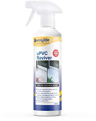 Easylife uPVC Cleaner (500ml) Works in 30 Seconds, Gutter Cleaner with Spray Head, Restores Window Frames, Pipes and Furniture to White - Fully Guaranteed