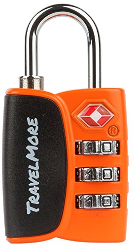 Lucchetto TSA con Indicatore di Apertura per Valigia, Zaino, Borsa da Viaggio, ecc. | Lucchetto da Viaggio con Combinazione a 3 Cifre | Confezione da 1 (Arancione)