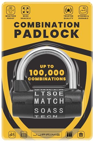 JJ PRIME - Cadenas Code 5 Lettres | Cadenas A Code | Cadenas Code 5 Alphabet | Serrure a Code | Cadenas Combinaison | Cadenas Exterieur Etanche - Gros Cadenas Lettre (Alphabet, Une Pièce)