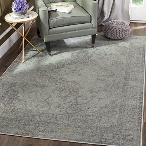 SAFAVIEH Traditionell Teppich für Wohnzimmer, Esszimmer, Schlafzimmer - Vintage Collection, Kurzer Flor, Silber, 160 X 229 cm