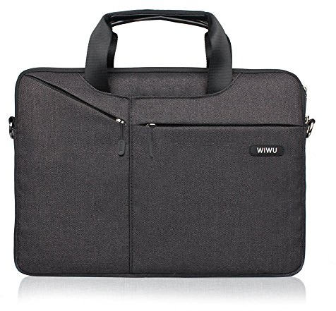 WIWU Tablet Tasche, 15-15.6 Zoll Schultertasche, Wasserdichte Nylon Laptop Tasche Aktentasche (Schwarz, 15 Zoll)