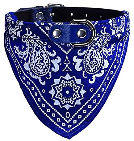 UEETEK Halsband mit Tuch verstellbare Bandana Hals Tuch für Hunde Katze- Größe XL (blau)