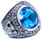 Vintage 925 Sterling Silber Klasse Ring mit Adler und Blau Kristall Graduierung Ring College Schule Ring für Herren Damen Größe 58